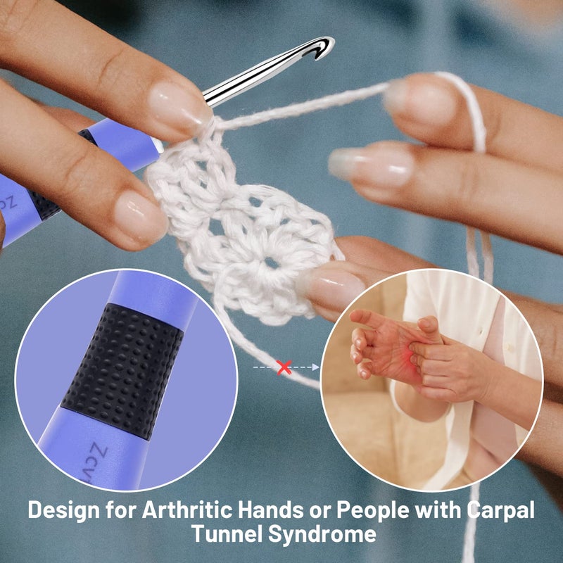 Zcvtbye Counting Crochet Hook Set Digital Ergonomic Crochet Hooks with LED Light and Digital Stitch Counter  Beginner Knitting Kit with 12 Interchangeable Crochet Hooks - Image 4